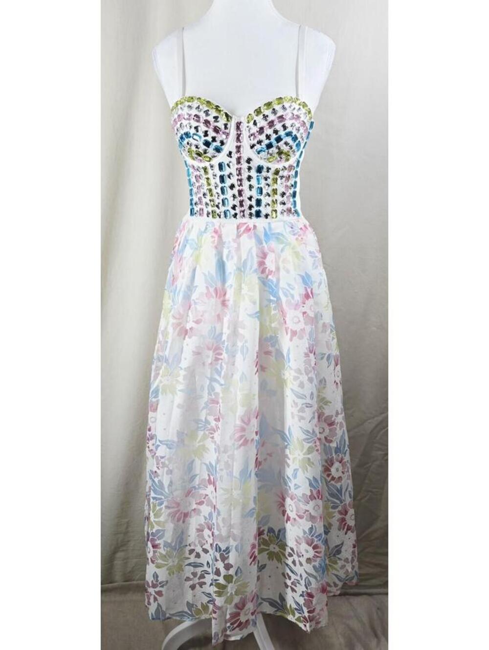 Catchall Kairi White Embellished Maxi Slip Dress Size S Small NWT New With Tags